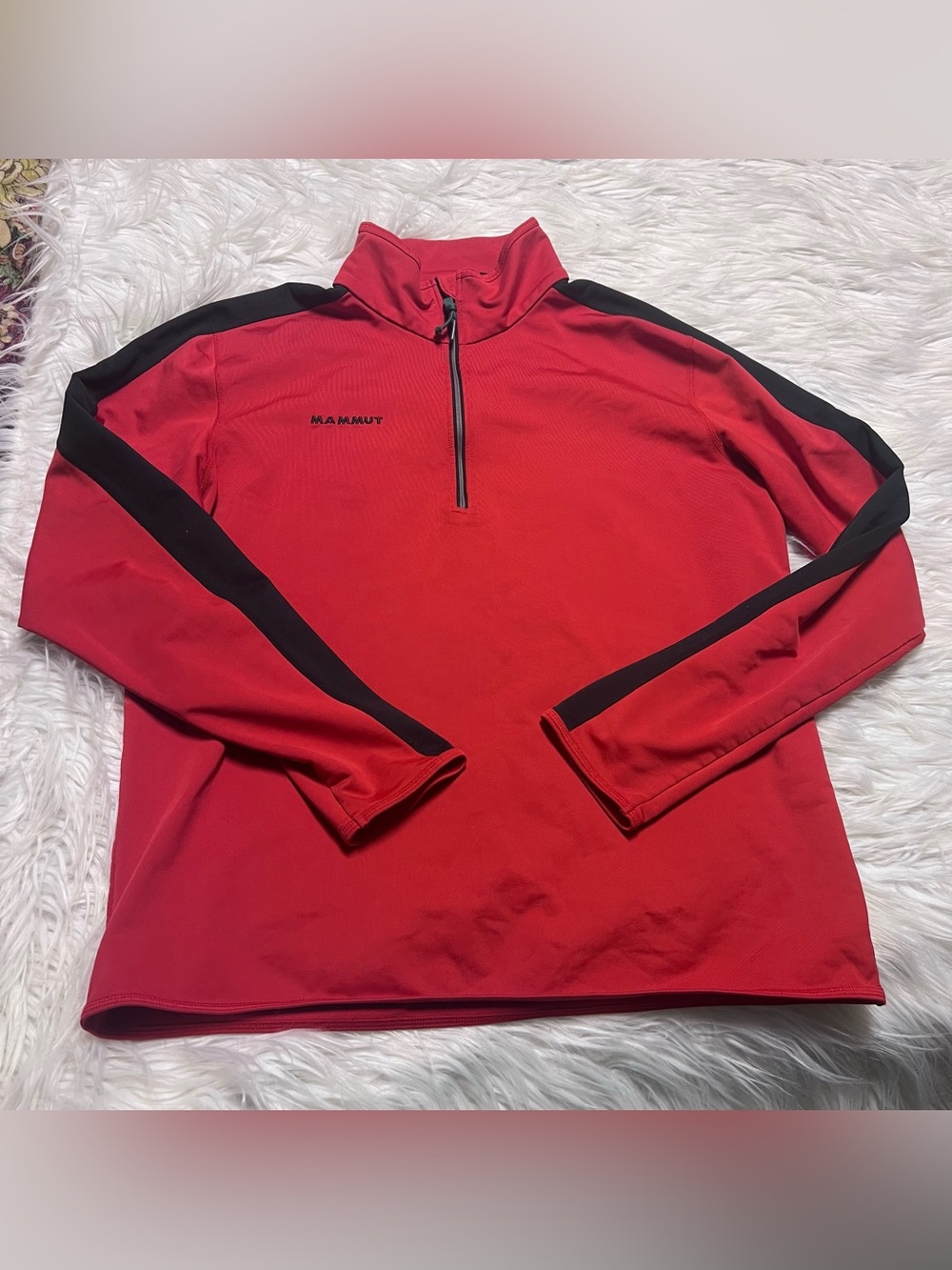 Mammut Red and Black Half-Zip Sweater